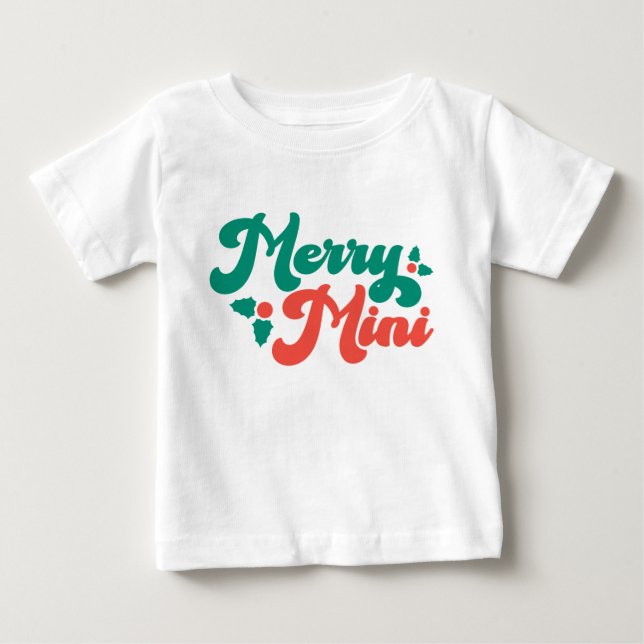Christmas Merry Mini Niedlich Moderne Typografie Baby T-shirt (Vorderseite)
