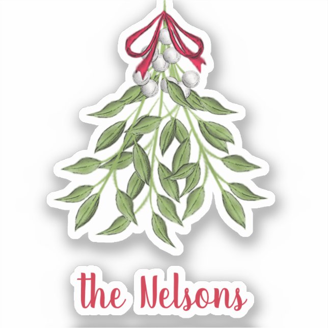 Christmas Merry Mistletoe Holiday Greenerie Verlas Aufkleber (Vorderseite)