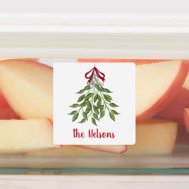 Christmas Merry Mistletoe Holiday Grüne Blätter Etiketten