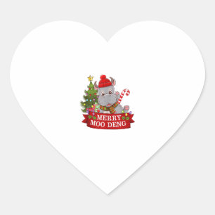 Christmas Merry Moo Deng Niedlich Baby Hippo Bounc Herz-Aufkleber