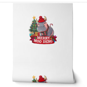 Christmas Merry Moo Deng Niedlich Baby Hippo Bounc Tapete