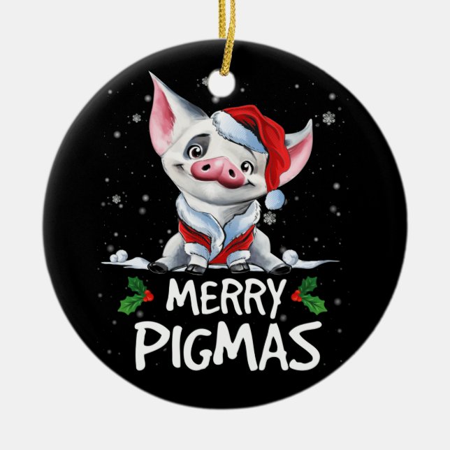 Christmas Merry Pigmas Funny Xmas Pajama Keramik Ornament (Vorne)