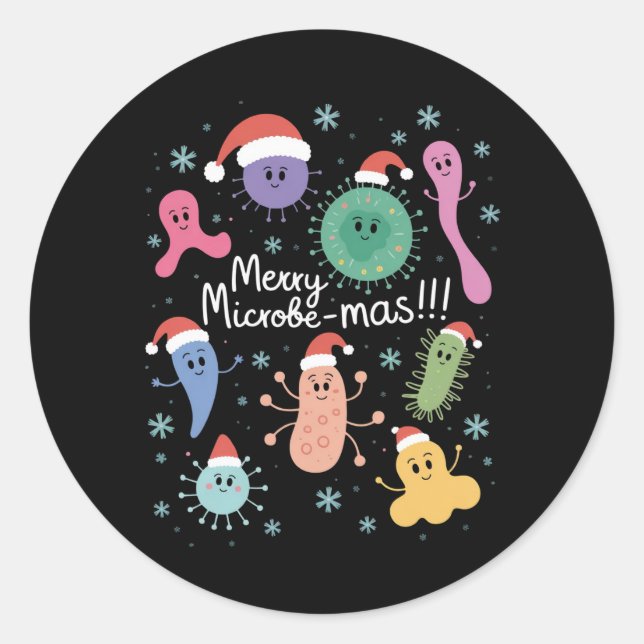 Christmas Microbiology Science Teacher Microbe Runder Aufkleber (Vorderseite)