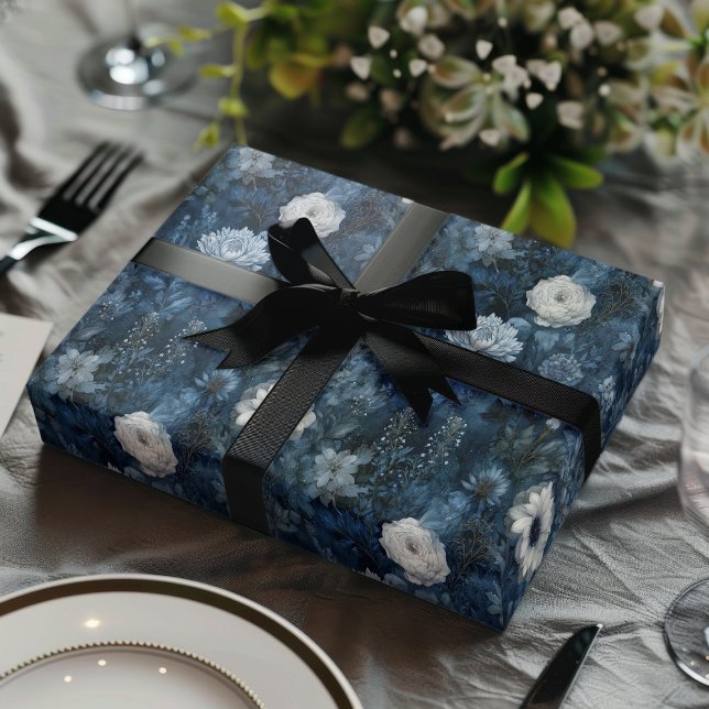 Christmas Midnight Blue and White Winter Gift  Geschenkpapier Set (Von Creator hochgeladen)