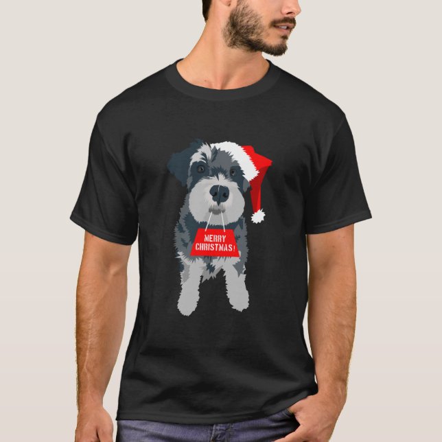 Christmas Miniature Schnauzer Santa Hat T-Shirt (Vorderseite)