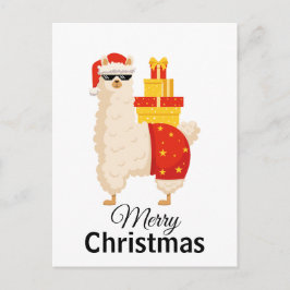 Christmas Minimalist Funny Disco Santa Llama Postkarte