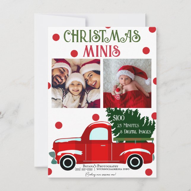 Christmas Minis Red Truck Fotografy Flyer Einladung (Vorderseite)