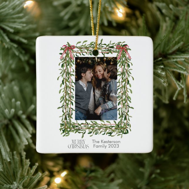 Christmas Mistletoe Trellis Foto Keramikornament (Baum)