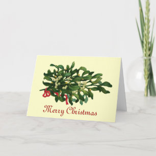 CHRISTMAS MISTLETOS MIT ROTEM RIBBON KARTE