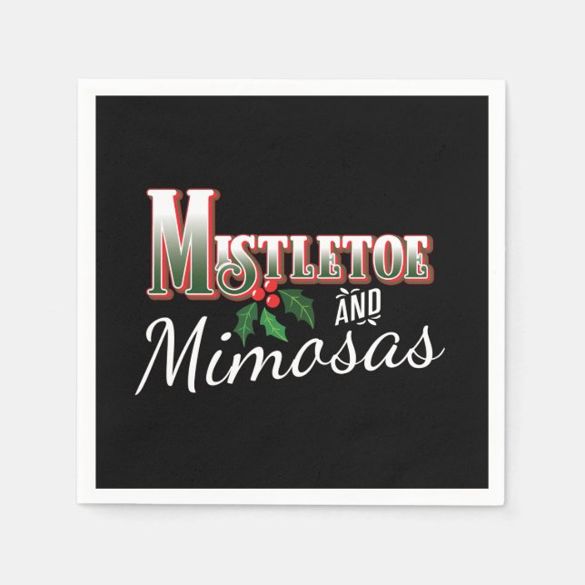 CHRISTMAS MISTLETOS UND MIMOSAS PAPIERDEKOUPATION SERVIETTE (Vorderseite)