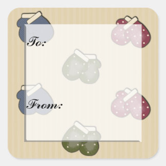 Christmas Mittens Geschenksticker Quadratischer Aufkleber