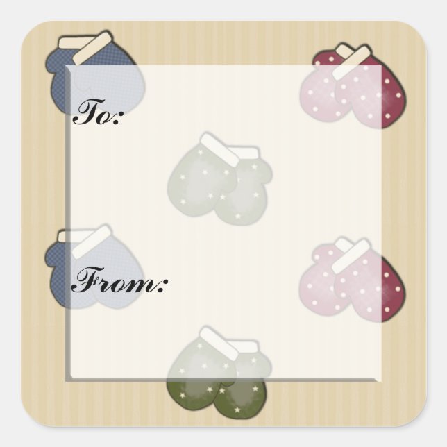 Christmas Mittens Geschenksticker Quadratischer Aufkleber (Vorderseite)