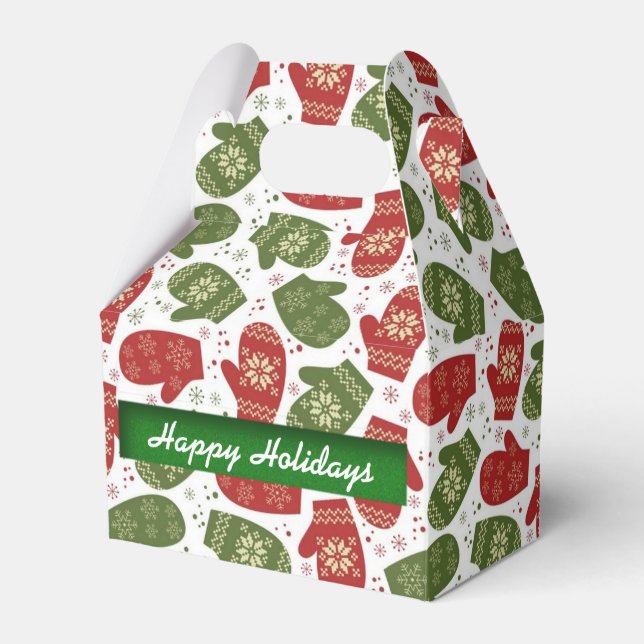 Christmas Mittens Pattern Gefälligkeitsbox Geschenkschachtel (Vorderseite)