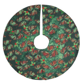 Christmas Monarch Butterfly Wings and Holly Berry Polyester Weihnachtsbaumdecke