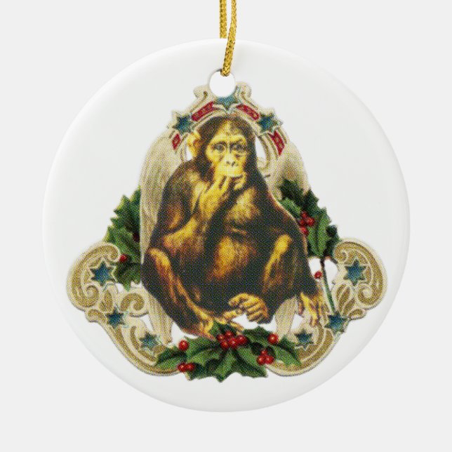 Christmas monkey keramik ornament (Vorne)