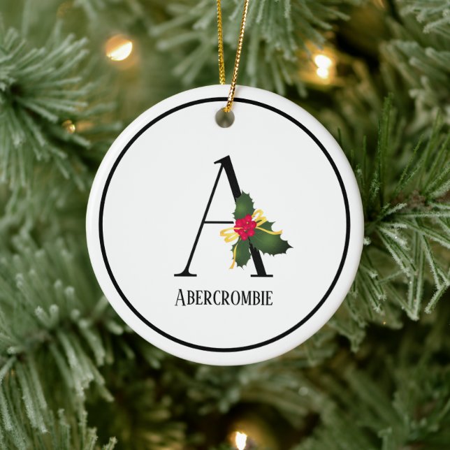 Christmas Monogram Letter A Personalisiert Keramik Ornament (Baum)