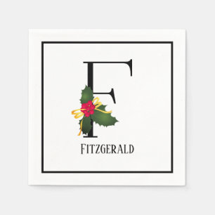 Christmas Monogram Letter F Personalisiert Paper Serviette