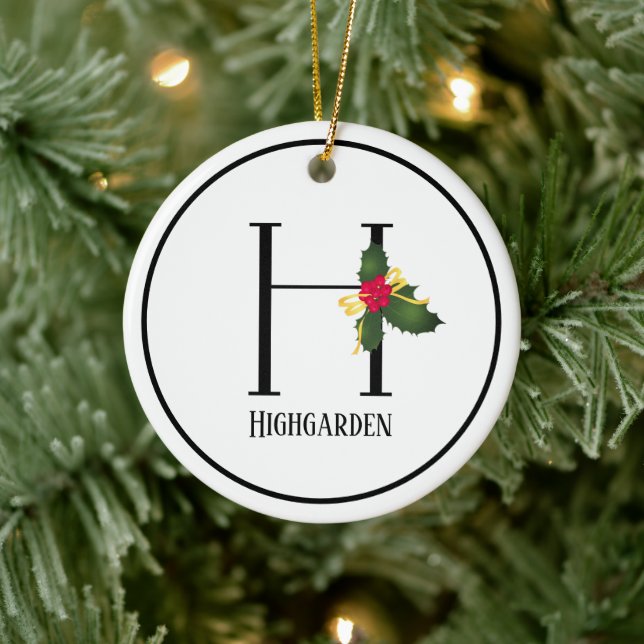 Christmas Monogram Letter H Personalisiert Keramik Ornament (Baum)