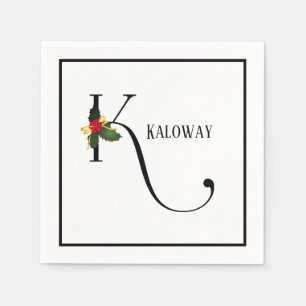 Christmas Monogram Letter K Personalisiert Serviette