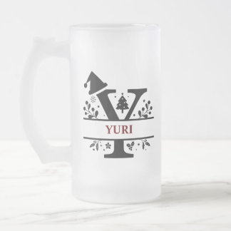 Christmas Monogram Letter Y Alphabet Name for      Mattglas Bierglas