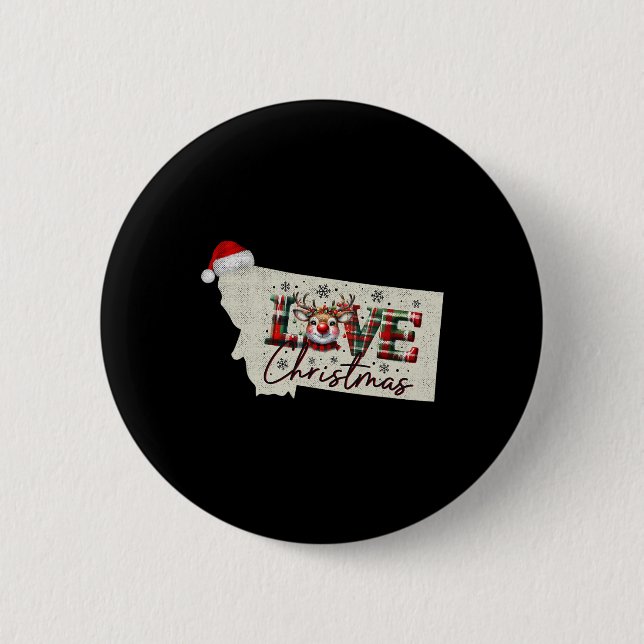 Christmas Montana Xmas State Map Montana Christmas Button (Vorderseite)
