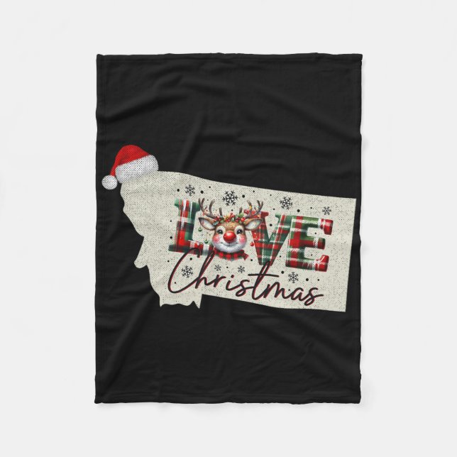 Christmas Montana Xmas State Map Montana Christmas Fleecedecke (Vorderseite)