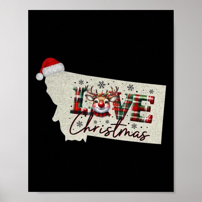 Christmas Montana Xmas State Map Montana Christmas Poster (Vorne)