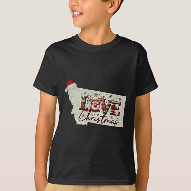 Christmas Montana Xmas State Map Montana Christmas T-Shirt (Vorderseite)