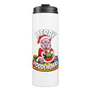 Christmas Moo Deng Merry Moodengmas Baby Hippo Chr Thermosbecher