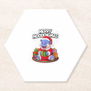 Christmas Moo Deng Merry Moodengmas Baby Hippo Chr Untersetzer