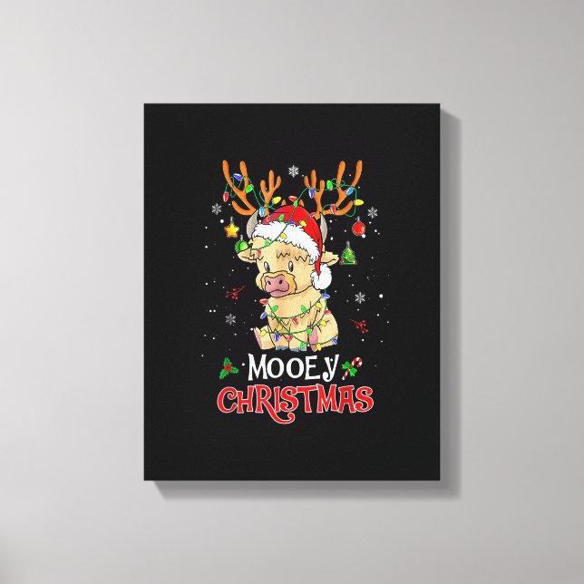 Christmas Mooey Merry Xmas Highland Cow Matching F Leinwanddruck (Vorderseite)