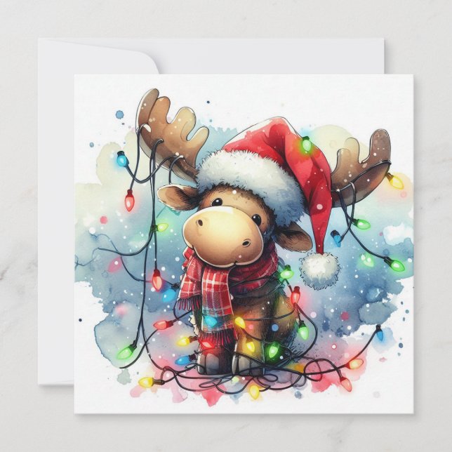 Christmas Moose Grußkarte Feiertagskarte (Vorderseite)