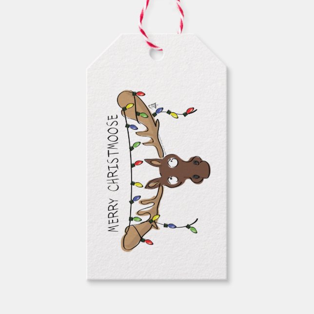 Christmas Moose Niedlich Funny Christmoose Geschenkanhänger (Vorderseite)