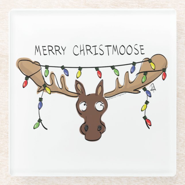 Christmas Moose Niedlich Funny Christmoose Glasuntersetzer (Vorderseite)