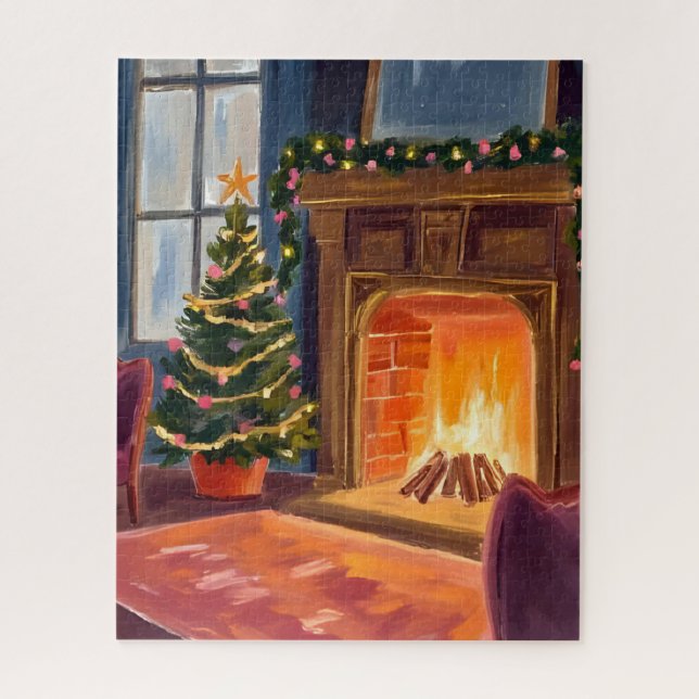 Christmas Morning Fireplace Watercolor (Vertikal)