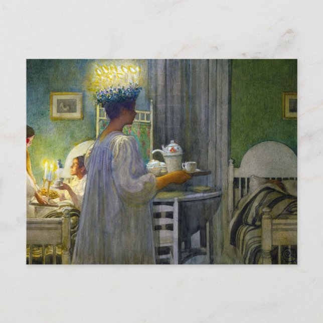 Christmas Morning, The Feast of Saint Lucy Postkarte (Vorderseite)