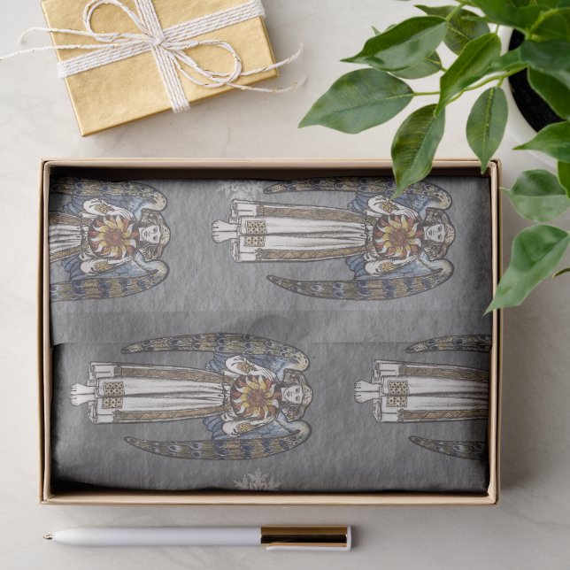 Christmas Morris Angel Snowflakes Steel Grau Seidenpapier (Geschenk)