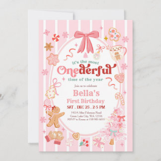 Christmas Most Onederful Time 1st Birthday Invite Einladung