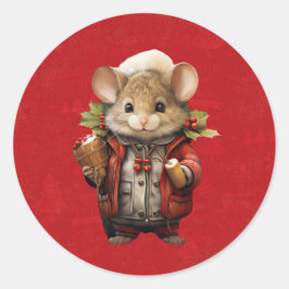 Christmas Mouse Runder Aufkleber