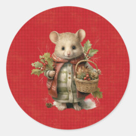 Christmas Mouse Runder Aufkleber