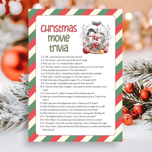 Christmas Movie Trivia  Game Feiertagskarte (Christmas Movie Trivia Christmas Game Card)