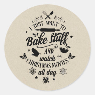 CHRISTMAS MOVIES & BAKING Holiday Script modern Runder Aufkleber