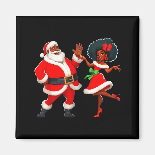 Christmas Mr Santa Mrs Claus Dancing African Ameri Magnet (Vorne)