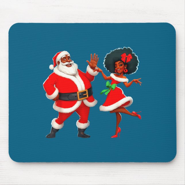 Christmas Mr Santa Mrs Claus Dancing African Ameri Mousepad (Vorne)