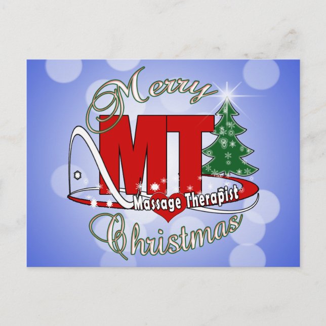 CHRISTMAS MT Massagetherapeut Feiertagspostkarte (Vorderseite)