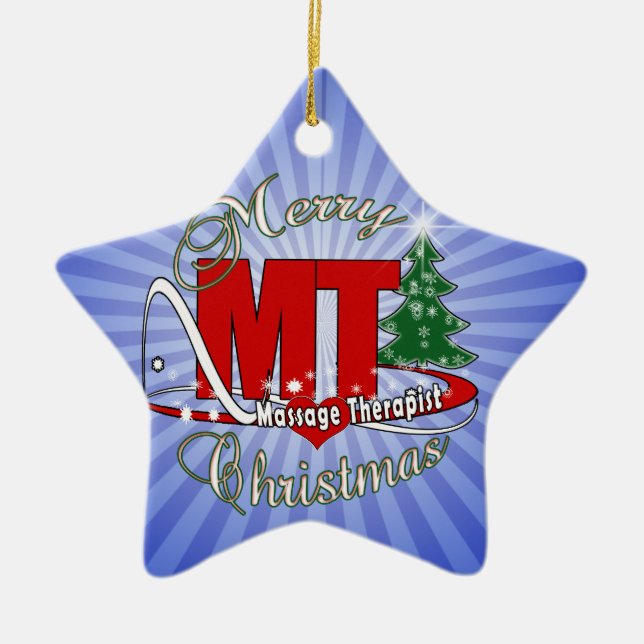 CHRISTMAS MT Massagetherapeut Keramikornament (Vorne)
