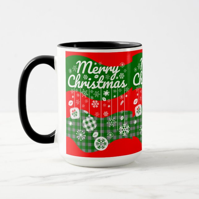 Christmas Mug – White Ornaments & Merry Christmas  (Gauche)