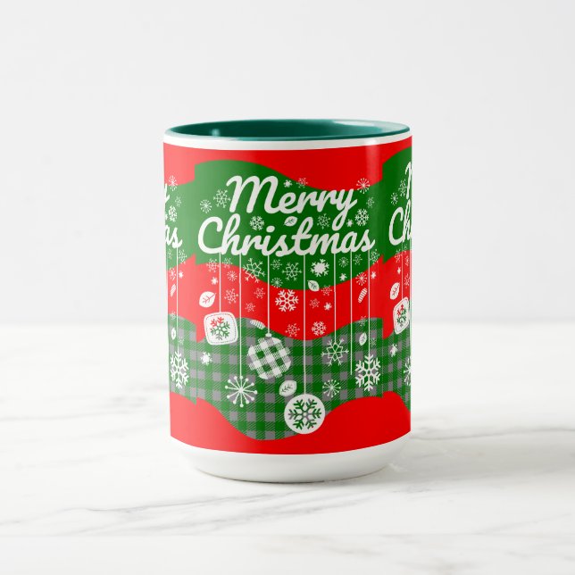Christmas Mug – White Ornaments & Merry Christmas  Tasse (Zentrum)