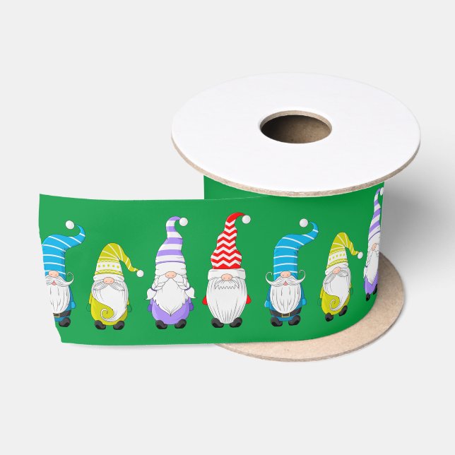 Christmas Multicolor Gnome Satinband (Spule)