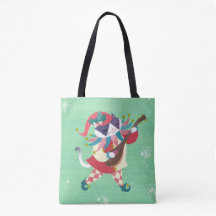 Christmas Music Elf Cat Green